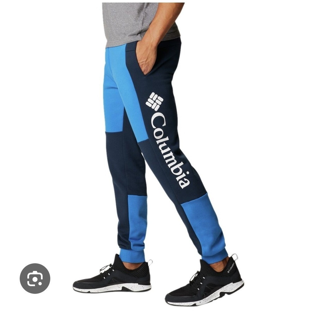 Columbia Lodge Colorblock Jogger Pants Mens Black Logo Drawstring Athletic S